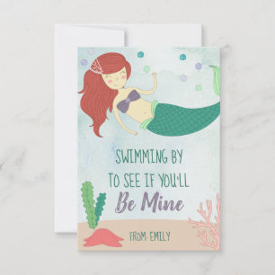 Remerciements Carte de jour Mermaid Valentines pour enfants Be M