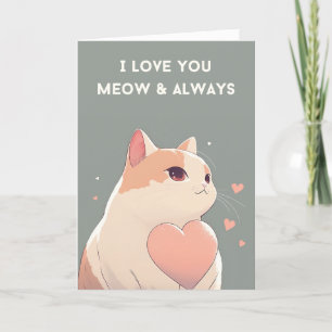 Remerciements Carte de la Saint-Valentin au chat mignonne   Meow