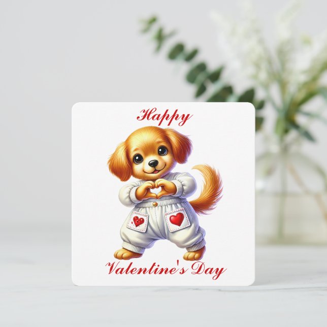 Remerciements Carte de la Saint-Valentin - Chiot Mignon (Debout devant)