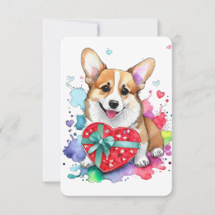 Remerciements Carte de la Saint Valentin Corgi - Chien d'aquarel