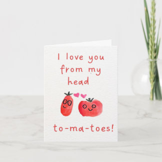 Remerciements Carte de la Saint-Valentin "Je t'aime tom-a-tes"