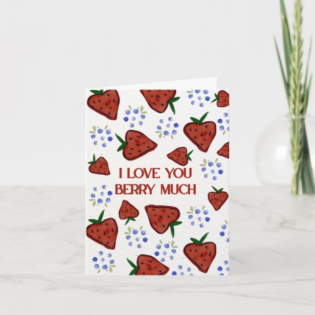 Remerciements Carte de la Saint-Valentin Love You Berry Much (Devant)