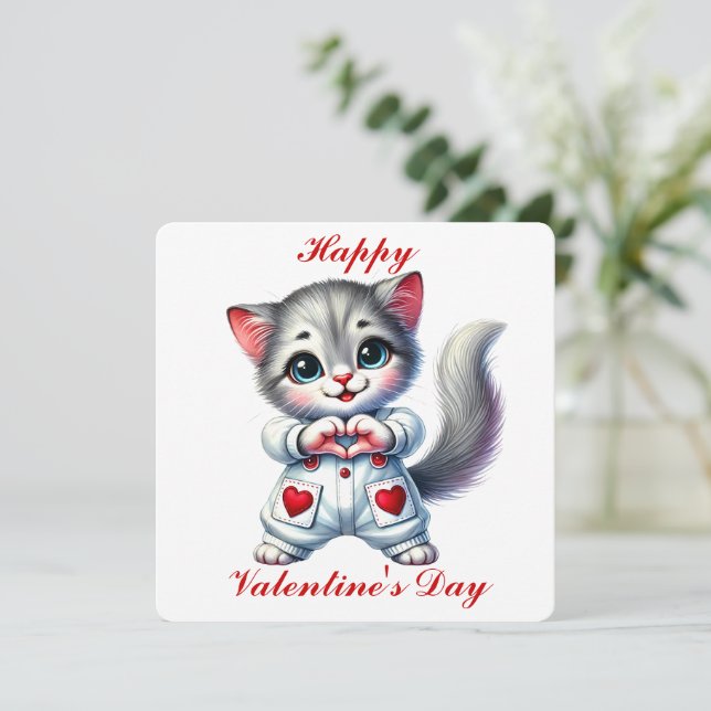 Remerciements Carte de la Saint-Valentin - Petit Chaton Mignon (Debout devant)