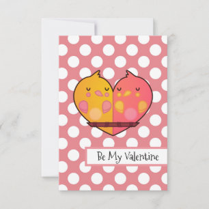 Remerciements Carte de la Saint-Valentin plate avec oiseaux amou