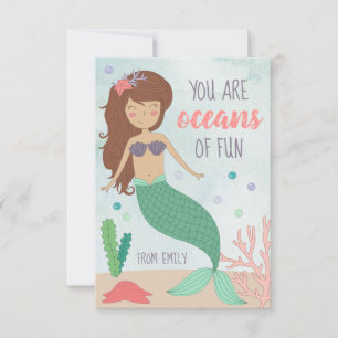 Remerciements Carte de la Saint-Valentin pour enfants de sirène