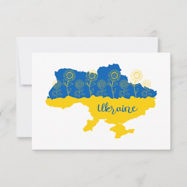Remerciements Carte de l'Ukraine avec tournesol et drapeau ukrai (Devant)
