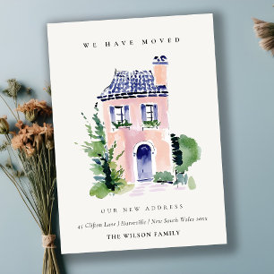 Remerciements Carte de Maison de Campagne Rose Nous Avons Déména