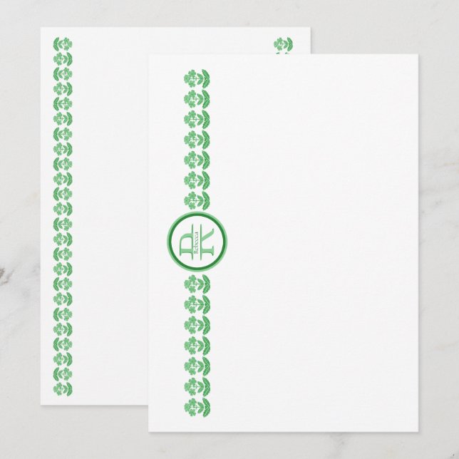 Remerciements Carte de marguerite d'impression de bloc vert (Devant / Derrière)