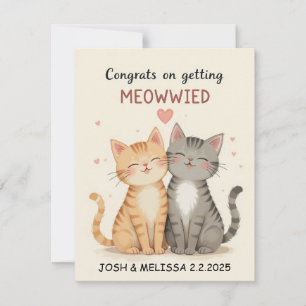 Remerciements Carte de mariage de chats mignons, Félicitations p