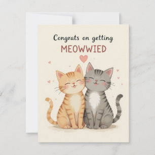 Remerciements Carte de mariage de chats mignons, Félicitations p