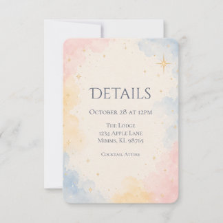 Remerciements Carte de mariage étoiles aquarelle céleste pastel