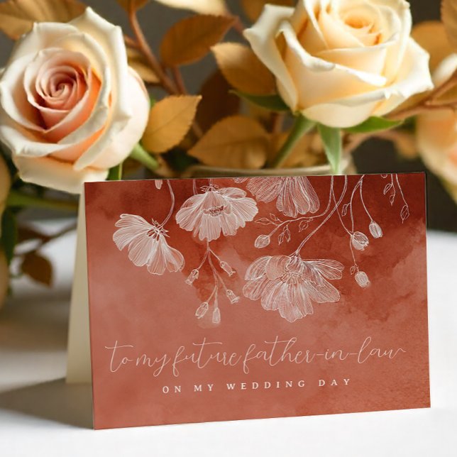 Remerciements Carte de mariage florale rouille pour le futur bea (Future Father In Law, Wedding Day Card)