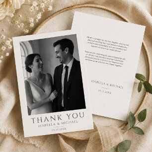 Remerciements Carte de mariage romantique classique avec photo e