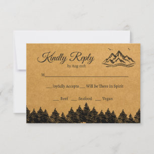 Remerciements Carte de Mariage Rustique Woodsy RSVP