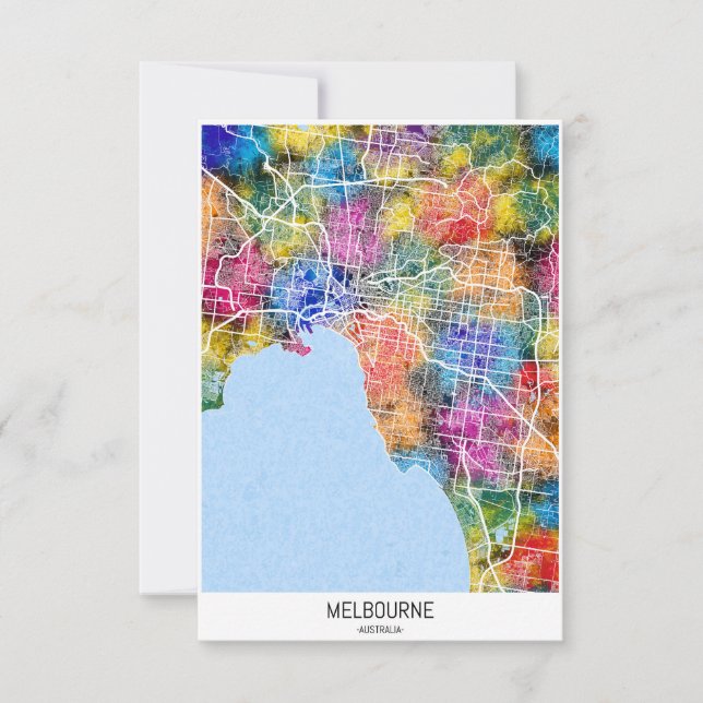 Remerciements Carte de Melbourne Australia City (Devant)
