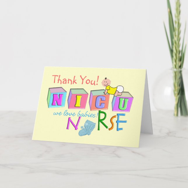 Remerciements Carte de "Merci" d'infirmière de NICU (Devant)