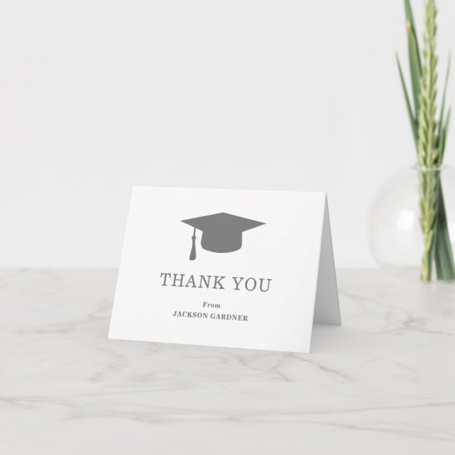 Remerciements Carte de mortier gris simple Graduation moderne (Devant)