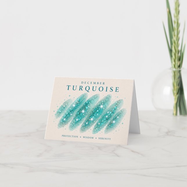 Remerciements Carte de naissance Turquoise de Décembre (Devant)