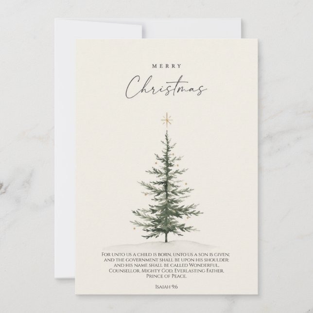 Remerciements Carte de Noël avec arbre et verset biblique (Devant)