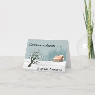 Remerciements Carte de Noël avec cabine dans la neige