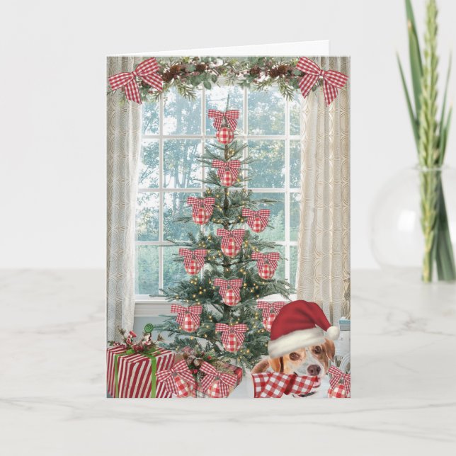 Remerciements Carte de Noël avec chien beagle mignon (Devant)