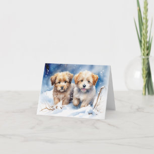 Remerciements Carte de Noël avec un chiot mignon
