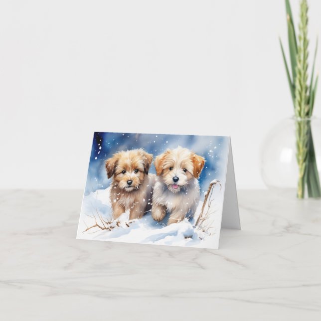 Remerciements Carte de Noël avec un chiot mignon (Devant)