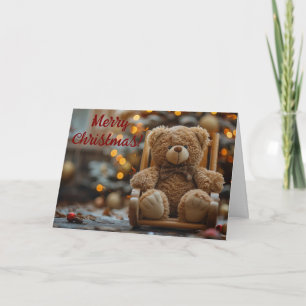 Remerciements Carte de Noël avec un ours en peluche mignon