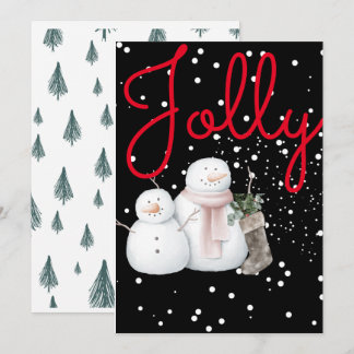 Remerciements Carte de Noël, bonhommes de neige joyeux.