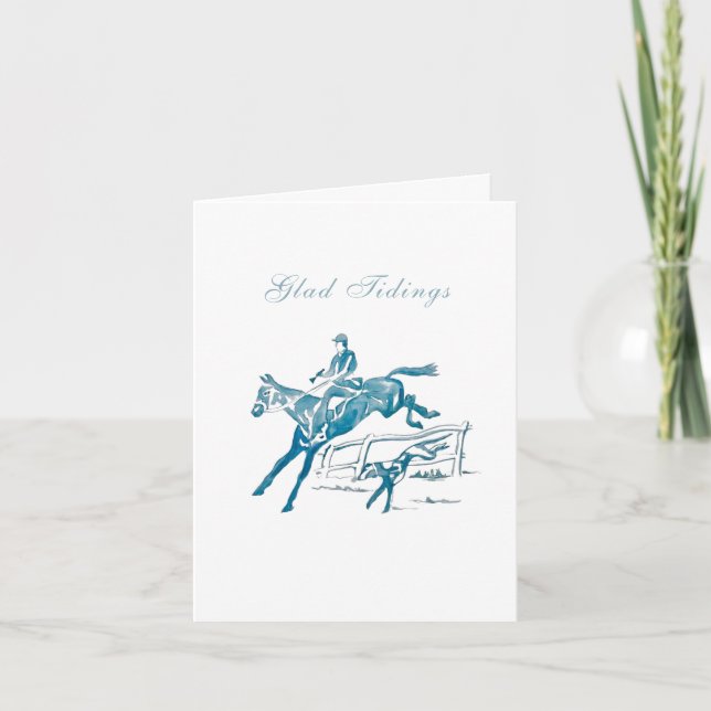 Remerciements Carte de Noël Chasse Campagne Cheval (Devant)
