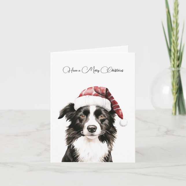 Remerciements Carte de Noël Collie de la frontière personnalisée (Devant)