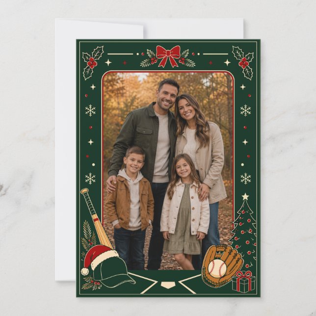 Remerciements Carte de Noël de baseball (Devant)