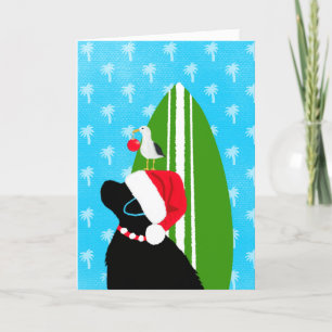 Remerciements Carte de Noël de chien de planche à surf Santa Bla
