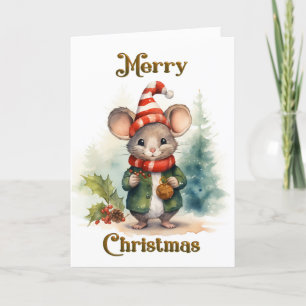Remerciements Carte de Noël de la souris Festive Whimsical