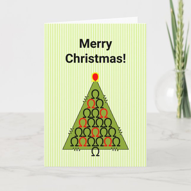 Remerciements Carte de Noël de l'arbre de Noël Ohm (Devant)