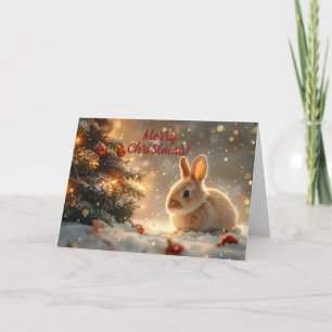 Remerciements Carte de Noël de Noël Lapin de neige mignon Vœux d