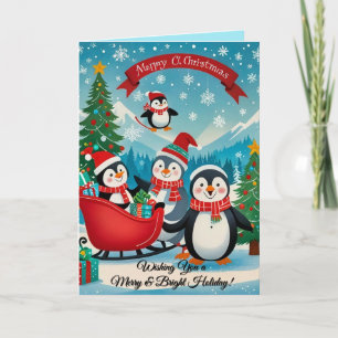Remerciements Carte de noël de pingouins adorable