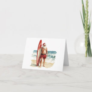 Remerciements Carte de Noël de Santa surfeur - Noël balnéaire