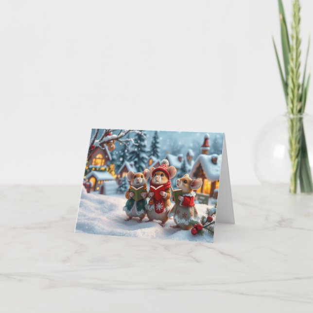Remerciements Carte de Noël de souris mignonnes (Devant)