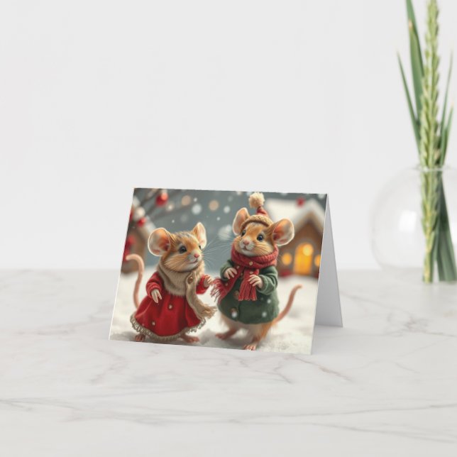 Remerciements Carte de Noël de souris mignonnes (Devant)