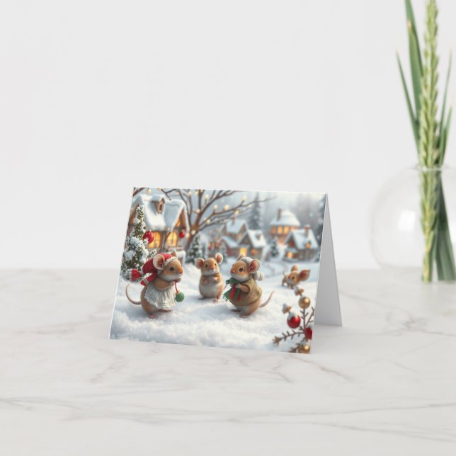 Remerciements Carte de Noël de souris mignonnes (Devant)