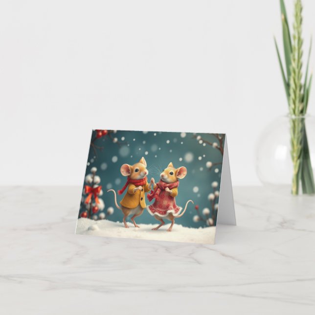 Remerciements Carte de Noël de souris mignonnes (Devant)