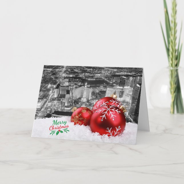 Remerciements Carte de Noël des décorations rouges de Las Vegas (Devant)