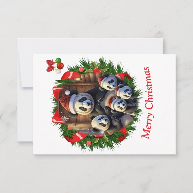 Remerciements Carte de Noël d'ours panda (Devant)