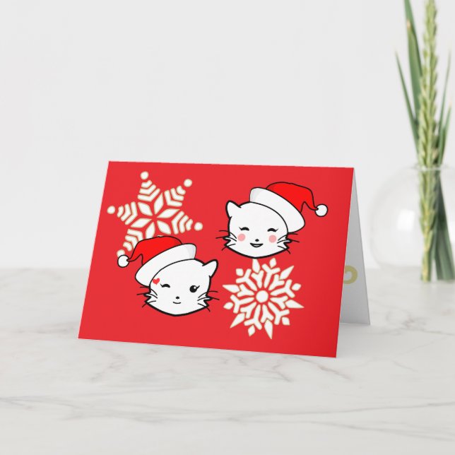 Remerciements Carte de Noël Emoji Cats (Devant)
