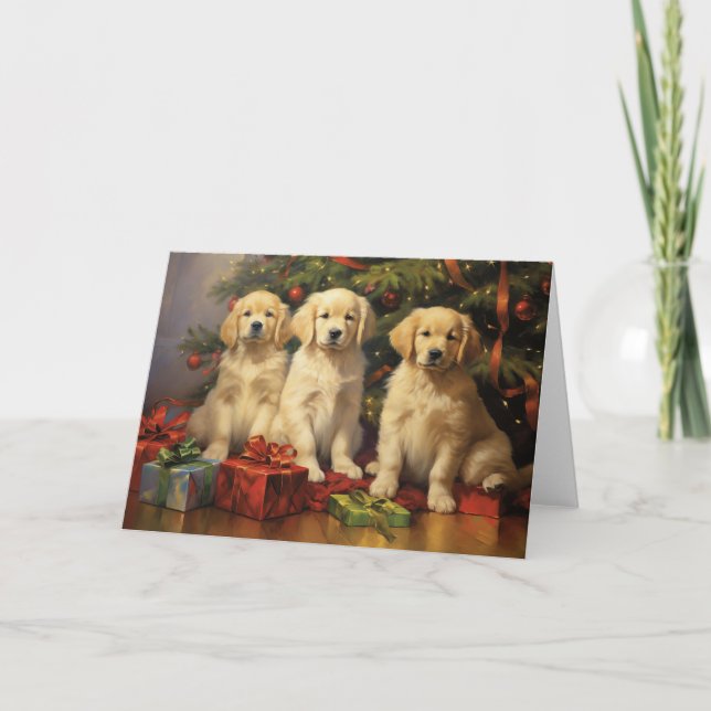 Remerciements Carte de Noël Golden Retriever (Devant)