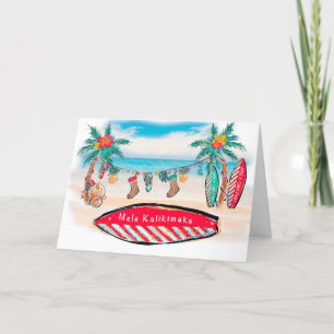Remerciements Carte de Noël Hawaii Surf Board