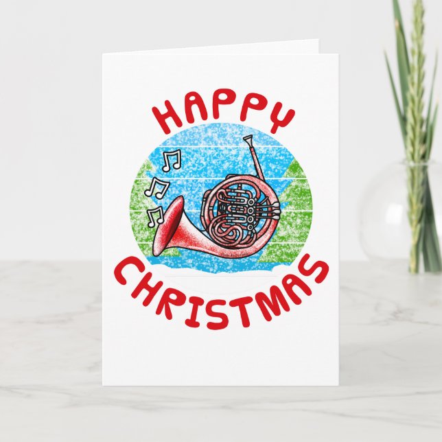 Remerciements Carte de Noël Hornist Brass musicien (Devant)