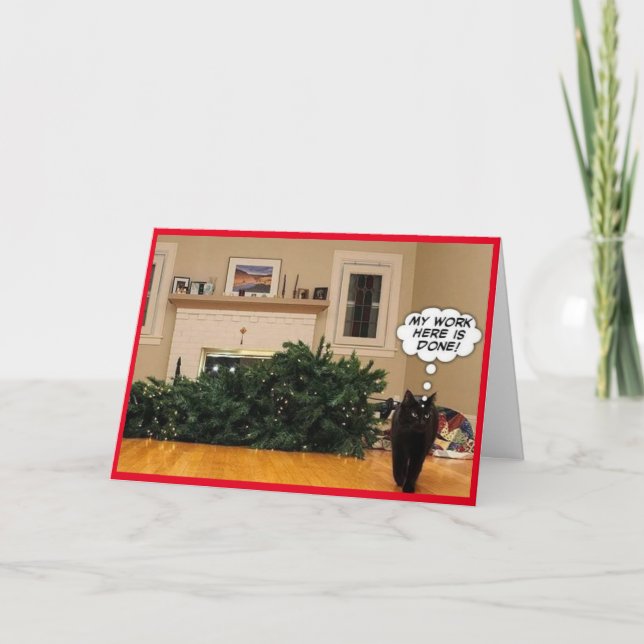 Remerciements Carte de Noël Humour Kitty (Devant)