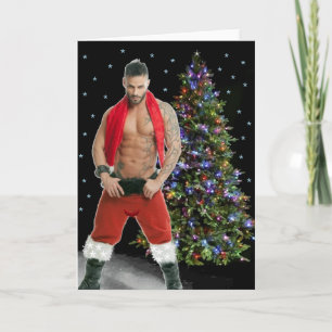 Remerciements Carte de Noël Hunk Buff Père Noël